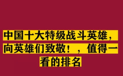 中国十大特级战斗英雄,向英雄们致敬!值得一看的排名哔哩哔哩bilibili