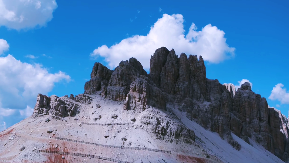 航拍4k高清风景,多洛米蒂山脉特写,纯净风景