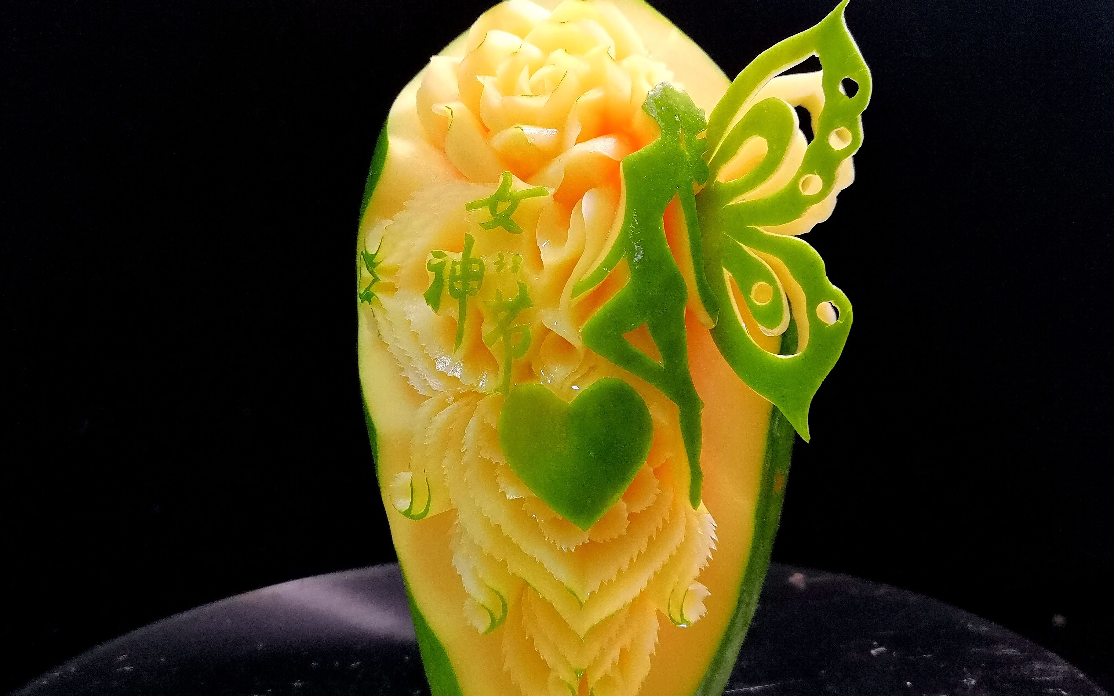 三八女神节,木瓜雕刻过程分享,三毛这也太优秀了!