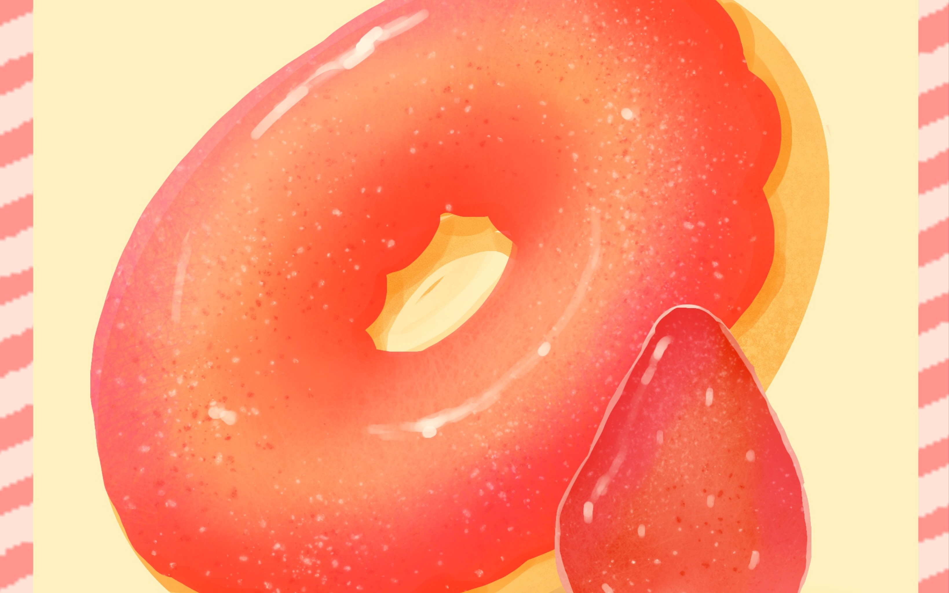 pad绘画 小草莓甜甜圈