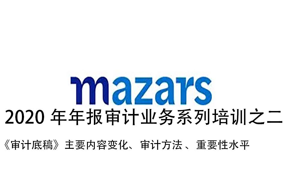 2020年年报审计业务系列培训之二 《审计底稿》主要内容变化、审计方法 、重要性水平哔哩哔哩bilibili