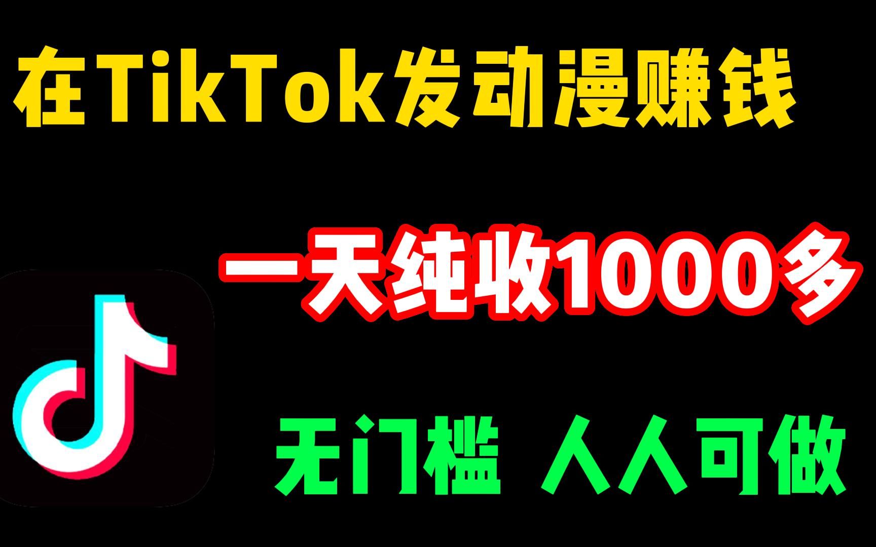 在tiktok发动漫赚钱,一天纯收1000多!无门槛 人人可做!哔哩哔哩bilibili