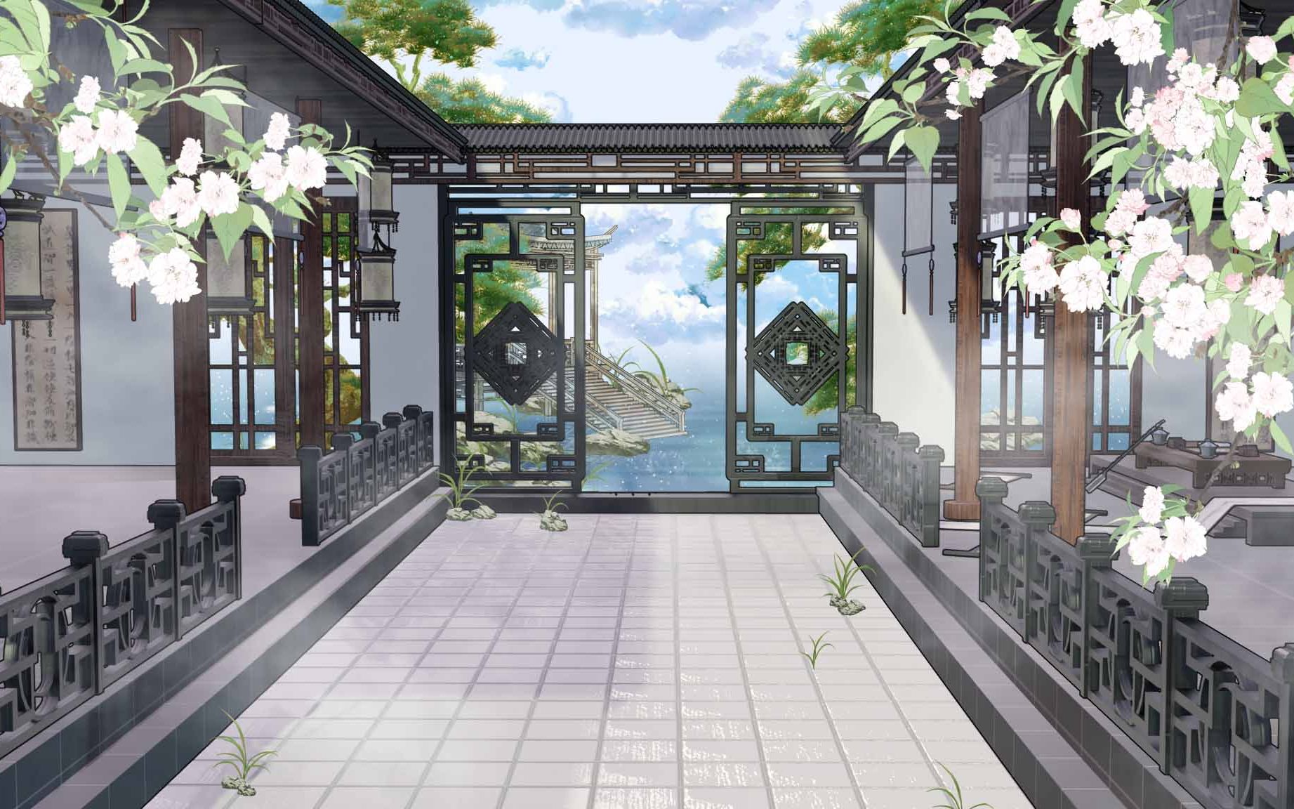 古风场景pv虚拟vup主播直播背景展示