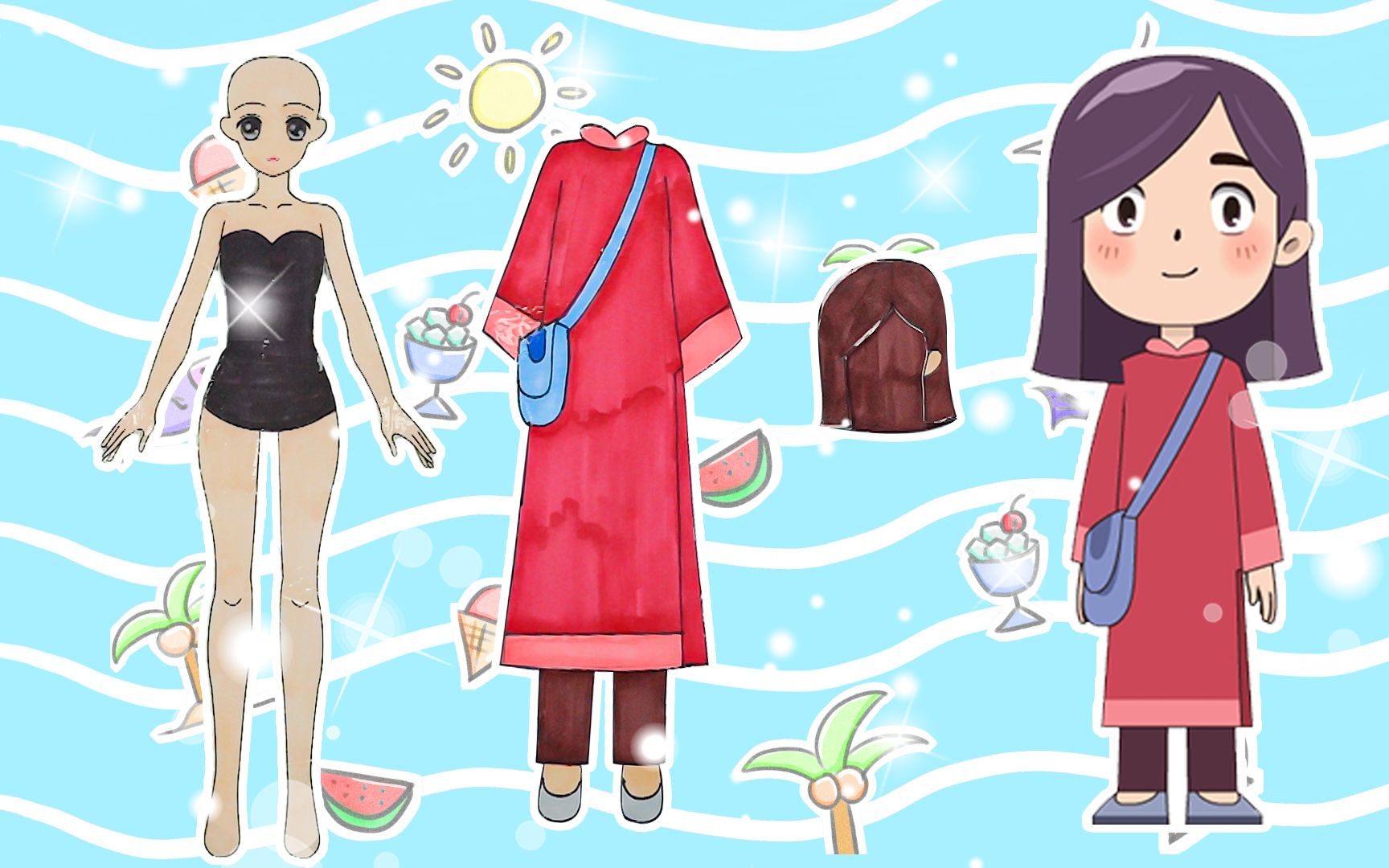 手工纸娃娃玩具:纸娃娃装扮,《呆爸萌妹》小秋装扮