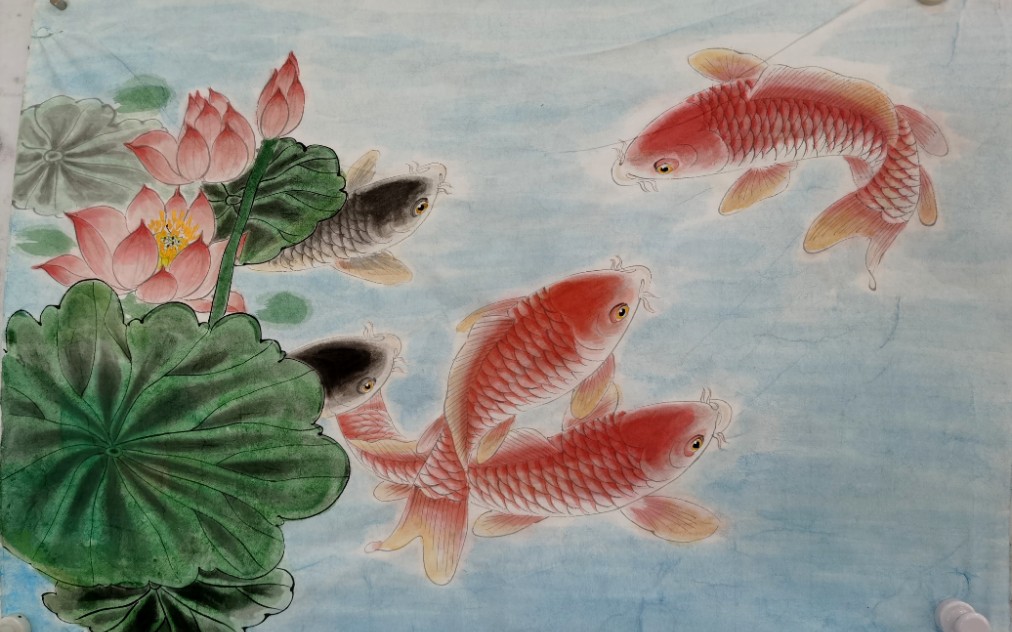 【工笔鲤鱼】提染色法国画鲤鱼画法全过程