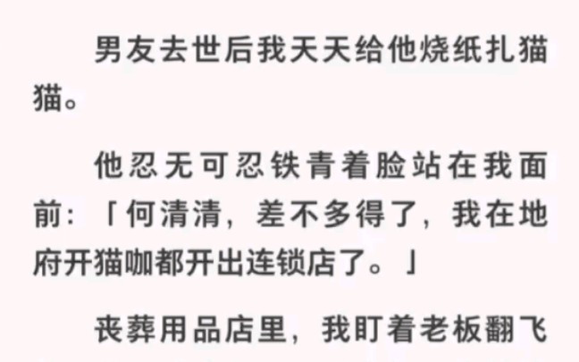 [图]男友去世后我天天给他烧纸扎猫猫，他:我在地府开猫咖开出连锁店了哈哈！！