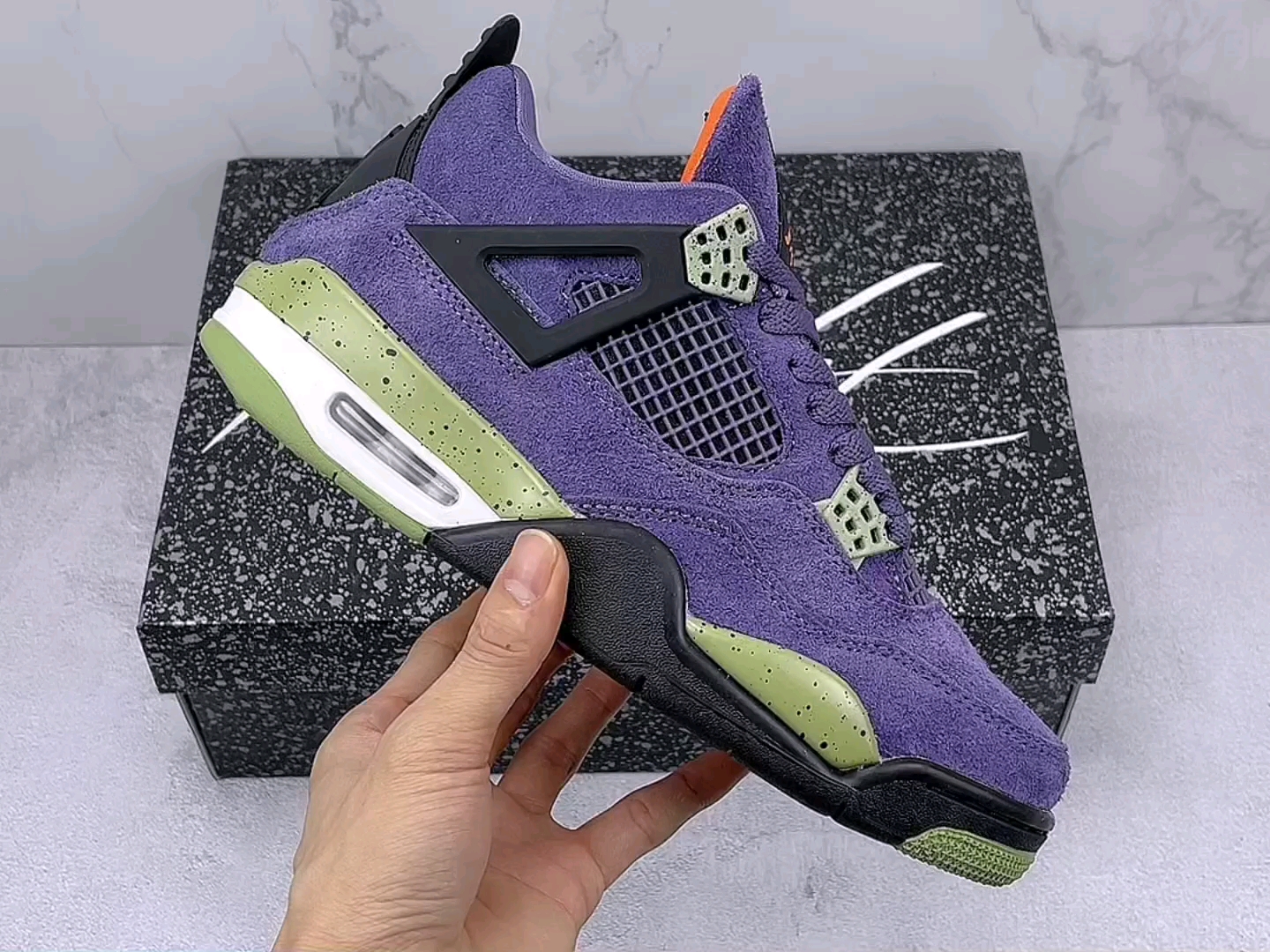 实拍视频纯原 乔aj4 猛龙 紫色 麂皮 air jordan 4 retro 乔丹四代