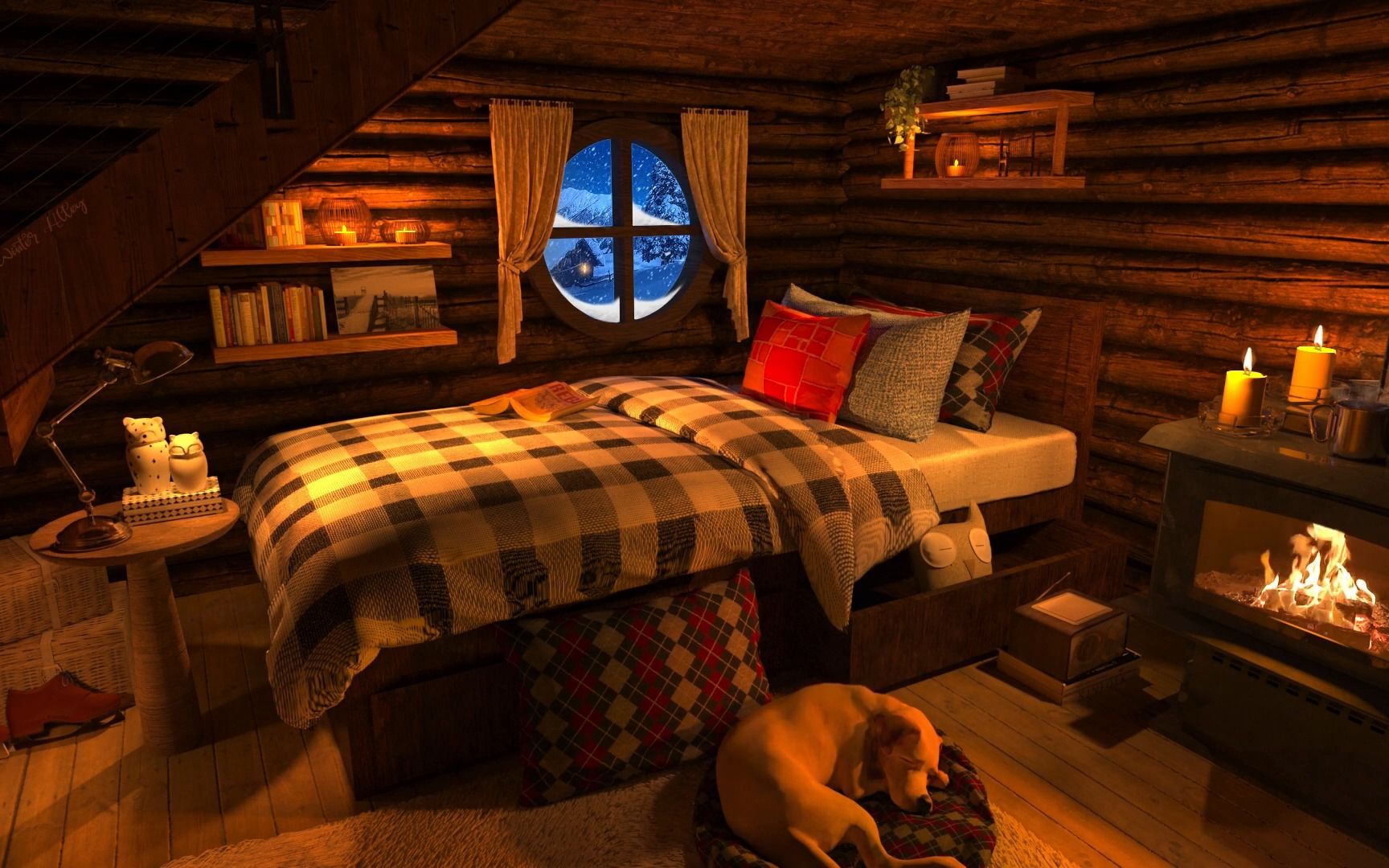 【白噪音】超长8小时丨冬季的舒适小屋系列(温暖的壁炉,窗外的暴风雪