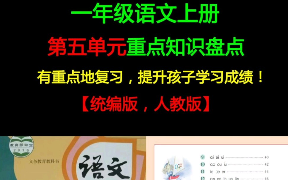 [图]一年级语文上册第五单元重点知识盘点，帮孩子有重点地学习，提升学习效率 #一年级语文 #第五单元 #小学生