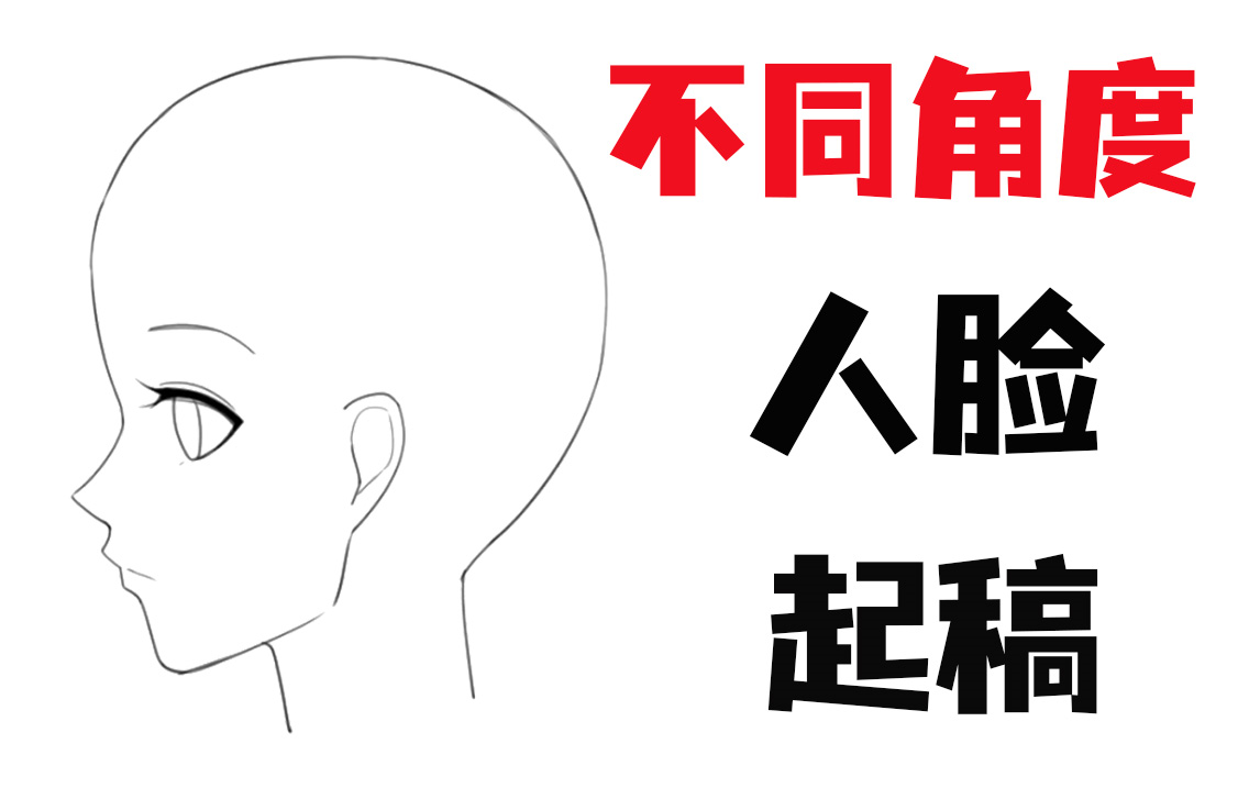 二次元不同角度的人脸起稿勾线稿【正脸】【侧脸】【仰视】【俯视】哔哩哔哩bilibili