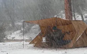 Video herunterladen: 雪雨交加，一人一狗大雨之下河边露营