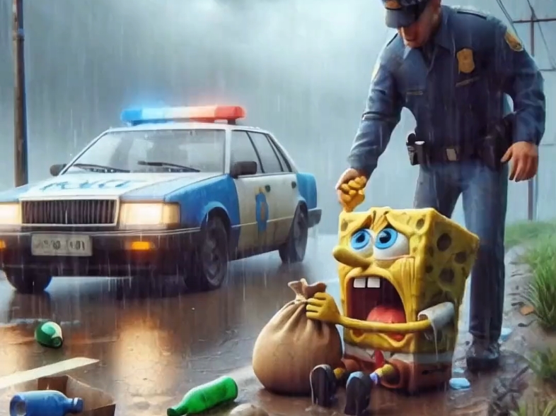 海绵宝宝被警察叔叔抓起来了
