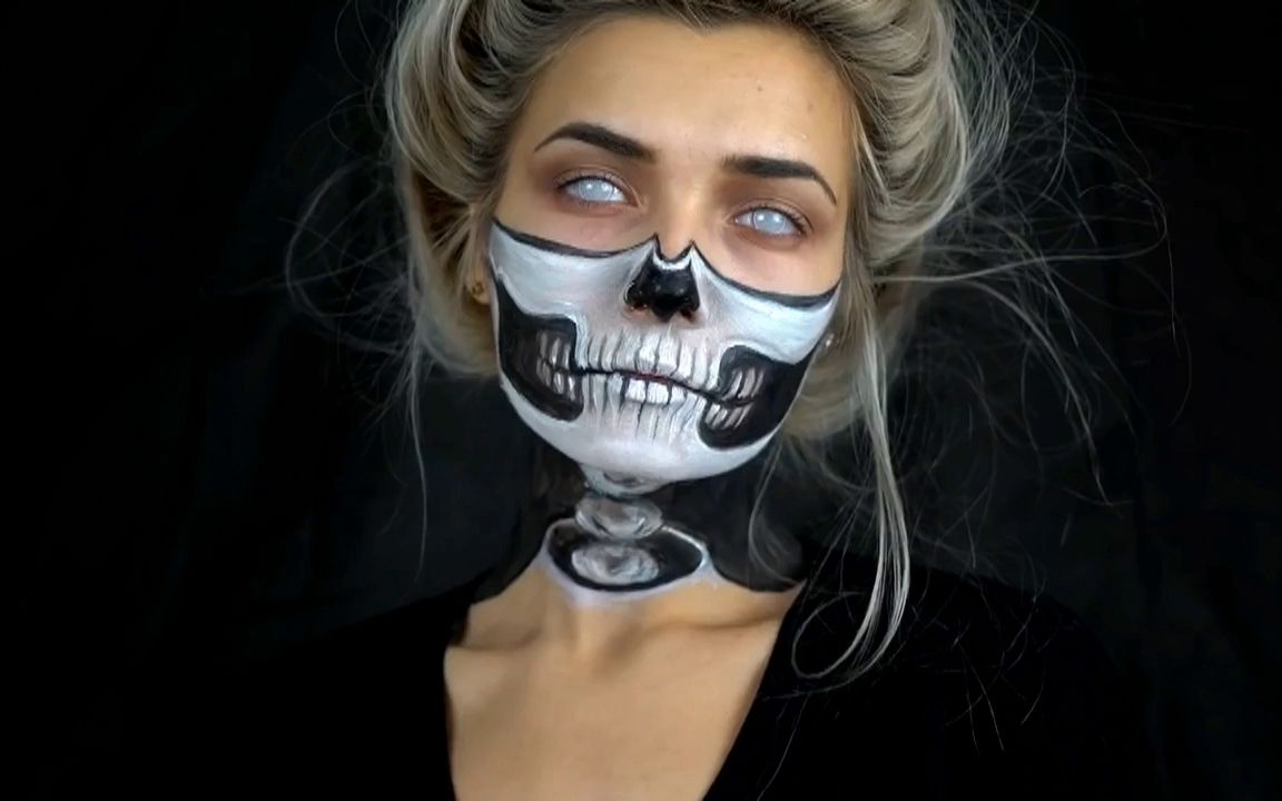 3d断头骷髅妆 万圣节晚会去吓人_哔哩哔哩 (゜-゜)つロ 干杯~-bili