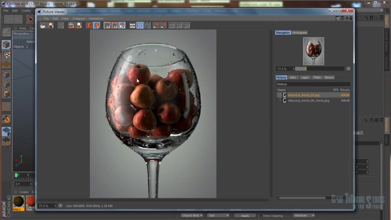 C4D 苹果玻璃杯建模渲染教程 葡萄牙语哔哩哔哩bilibili