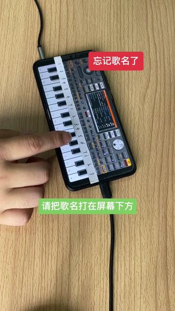 手机弹电子琴,凭感觉来的歌名忘了,知道,歌名的打在屏幕下方.