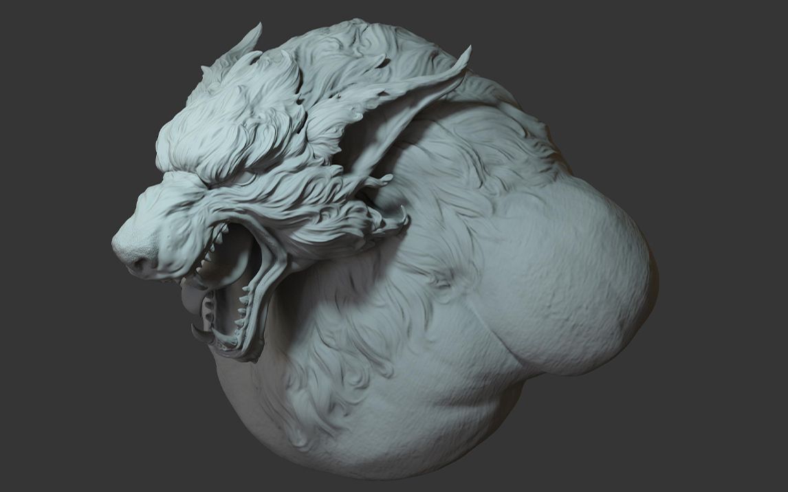【zbrush】怪物毛发纹理雕刻细节讲解,zbrush角色怪物雕刻新手教程