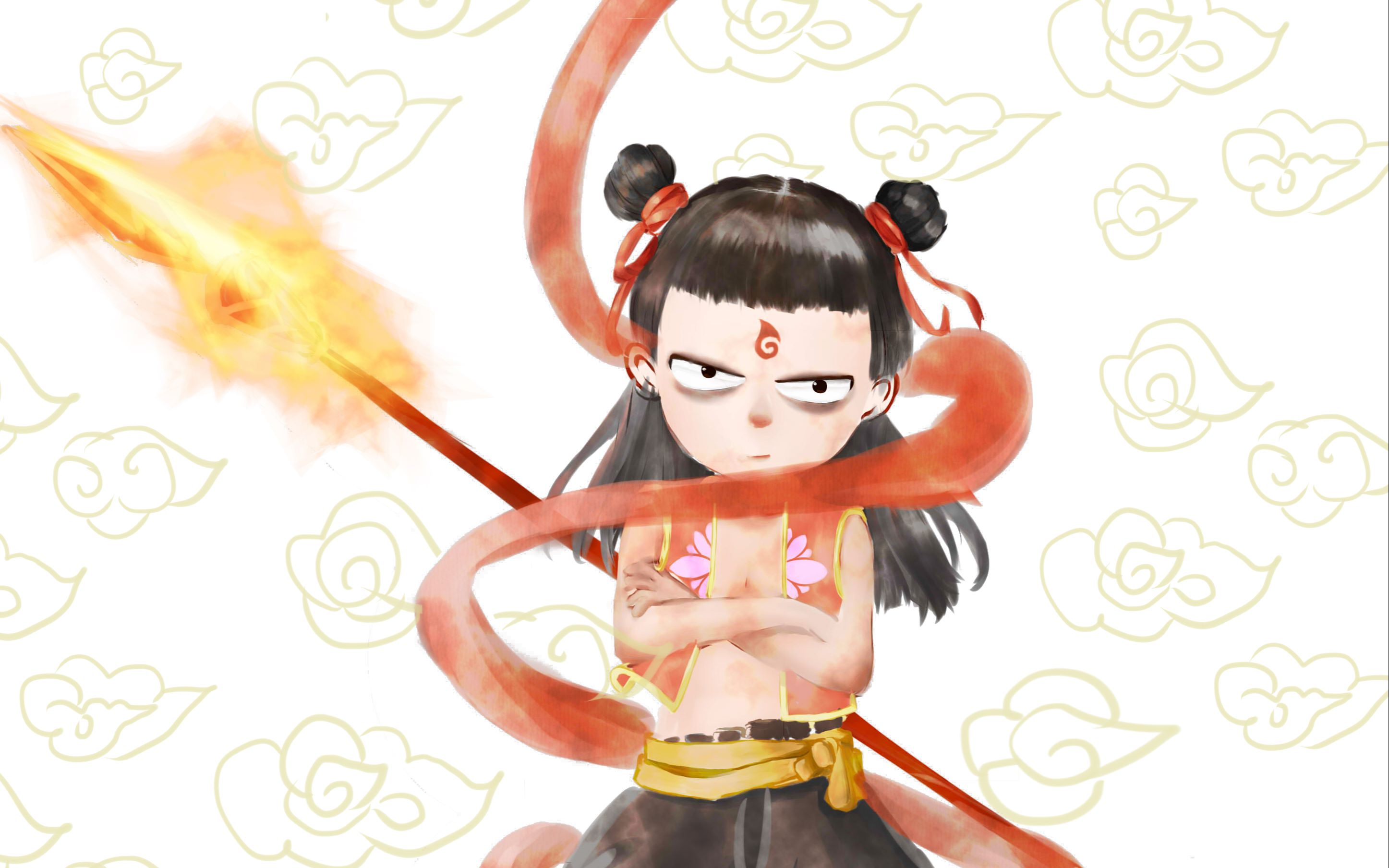 活动作品板绘哪吒我是小妖怪逍遥又自在