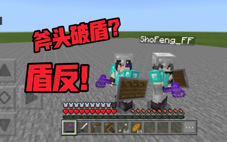 [图][MC]我竟然在网易用指令做出了基岩版的盾斧PVP?