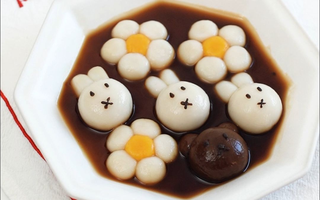 元宵节吃红糖汤圆啦 | 小兔子造型 | 糯叽叽的甜食