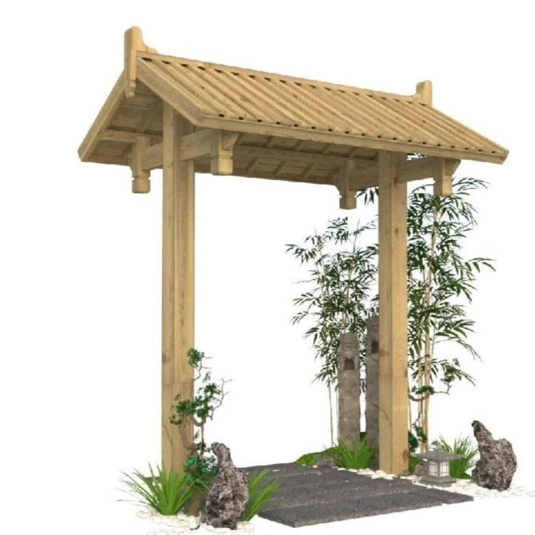 庭院大门双开门 门全套中式庭院门新款仿古老式木门7843