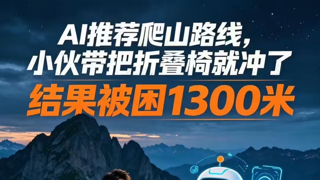 AI推荐爬山路线，小伙带把折叠椅就冲了😂结果被困1300米