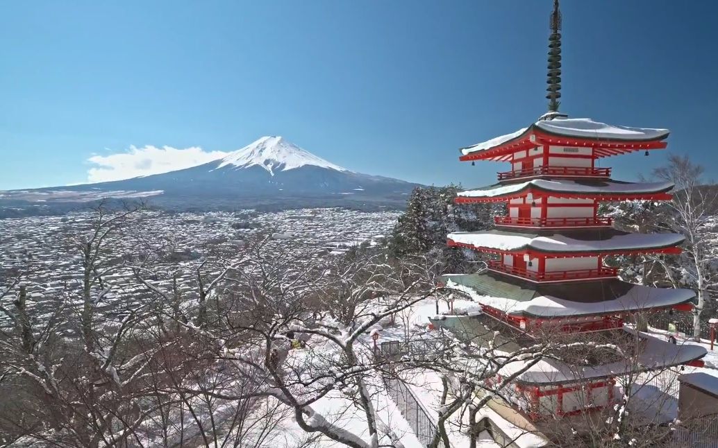 【超清日本】漫步雪后的山梨县 富士吉田市 下吉田駅 (1080p高清版)