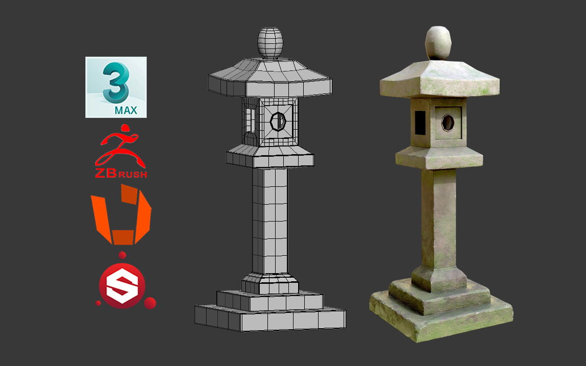 【3d场景建模】次时代"路灯"模型全流程制作讲解 低模-中模-卡线-zb