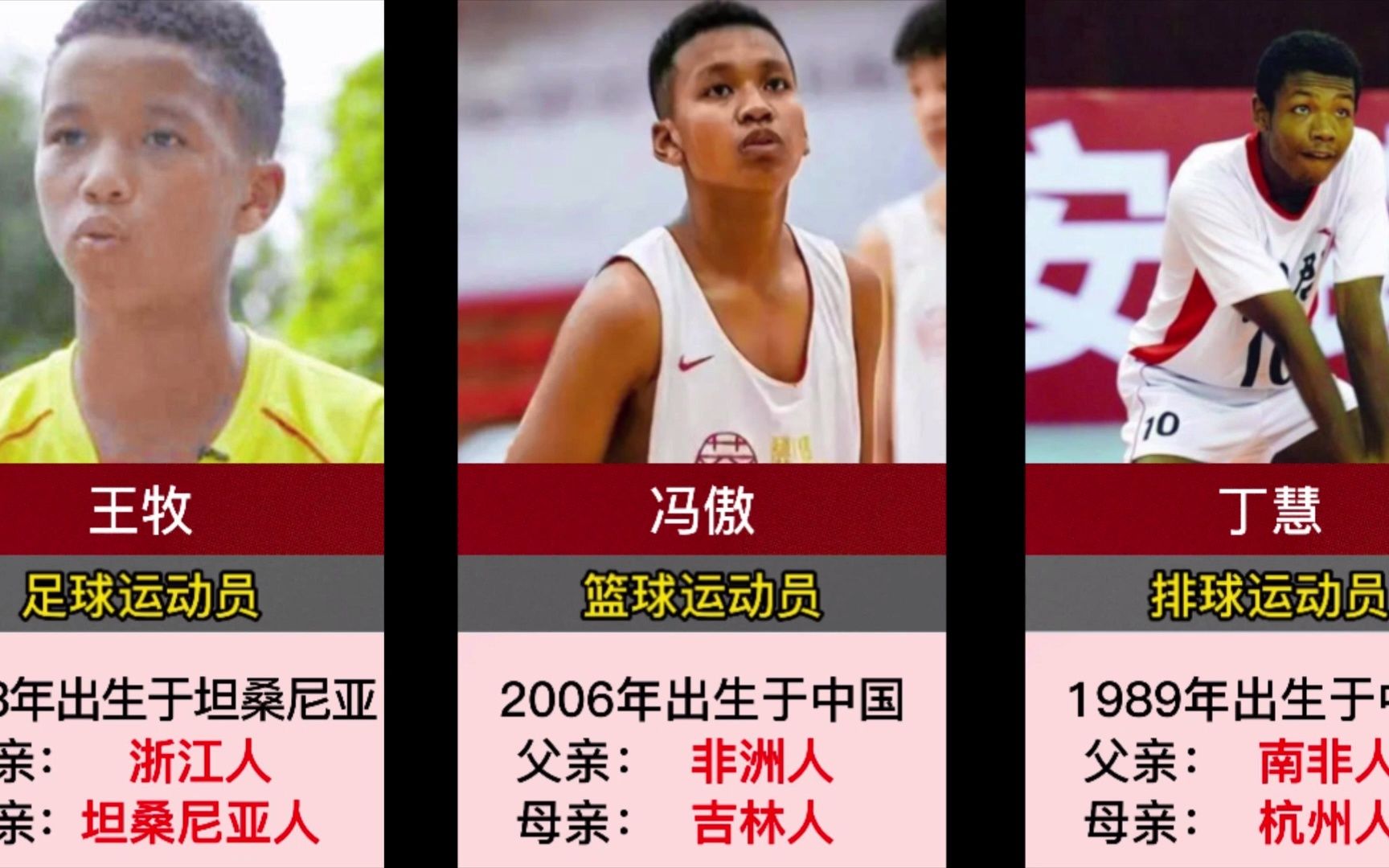 中国籍的10位黑人运动员,母亲是中国人,父亲是非洲人!