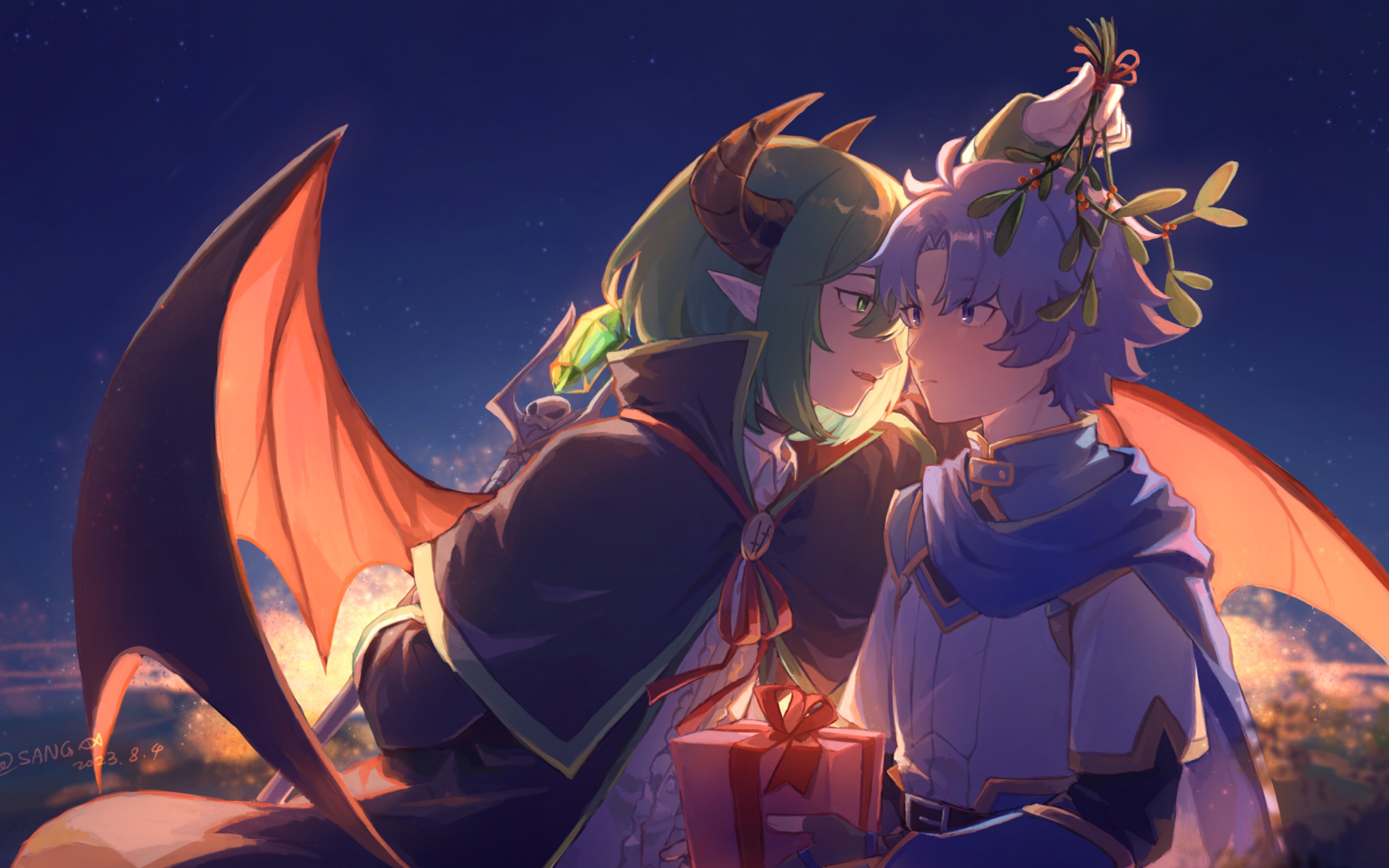 【小绿和小蓝|绘画过程】「槲寄生下」