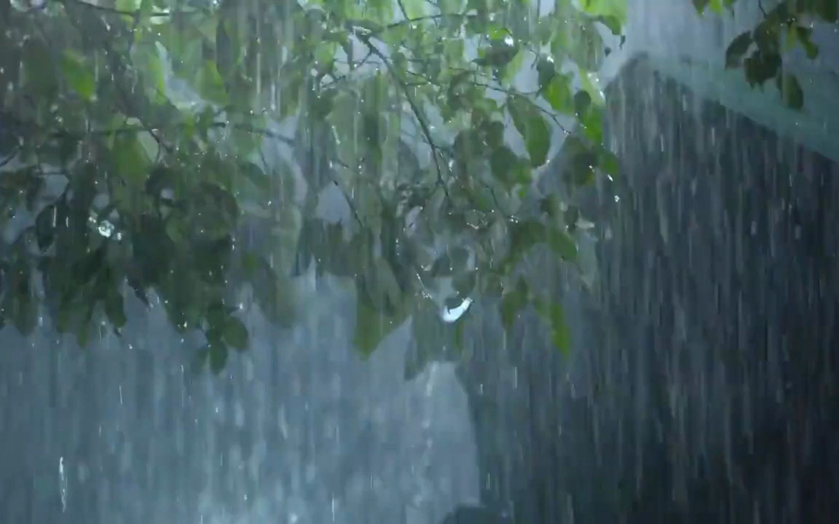 黑夜雷雨,大雨如注落在房顶上