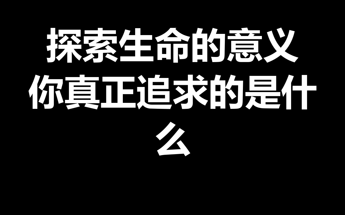 探索生命的意义:你真正追求的是什么?哔哩哔哩bilibili