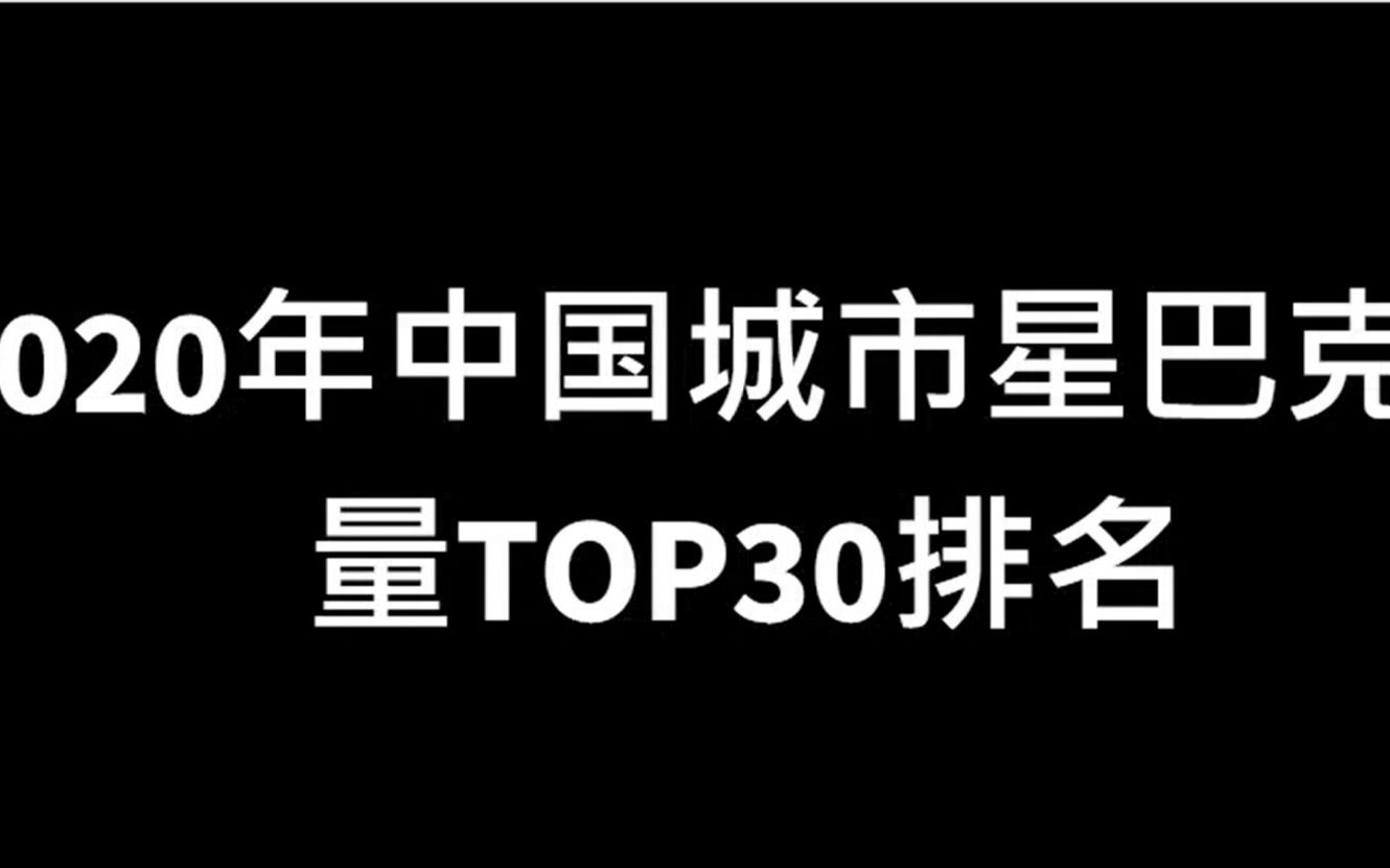 2020年中国城市星巴克数量TOP30排名哔哩哔哩bilibili