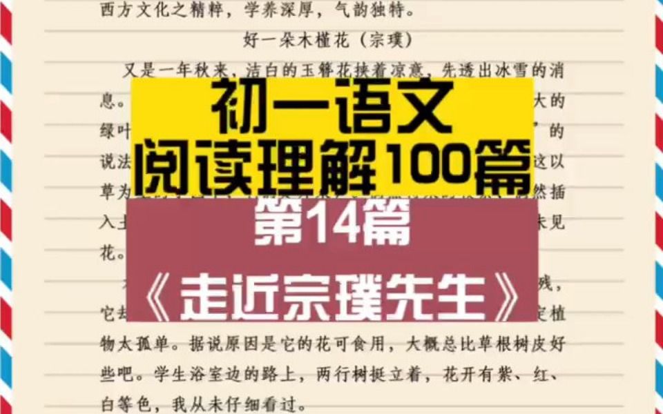 阅读理解100篇及答案,有完整版,第14篇《走近宗璞先生》哔哩哔哩bilibili