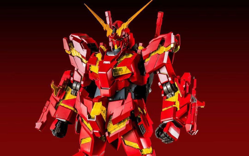 拼装万代pg限定中国红独角兽胸部拼装过程