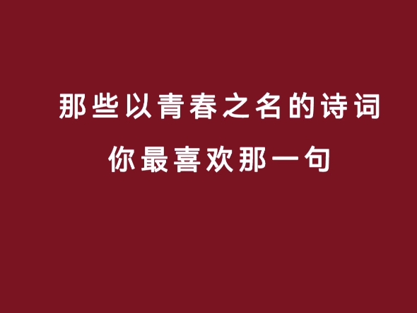 那些以青春之名的诗词你最喜欢那一句哔哩哔哩bilibili