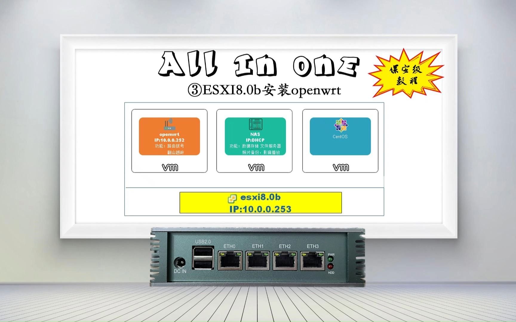 J4125软路由 All in one(openwrt+nas+centos)保安级教程第3期:esxi安装openwrt通用教程哔哩哔哩bilibili