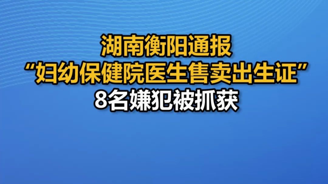 湖南衡阳通报“妇幼保健院医生售卖出生证”:8名嫌犯被抓获哔哩哔哩bilibili