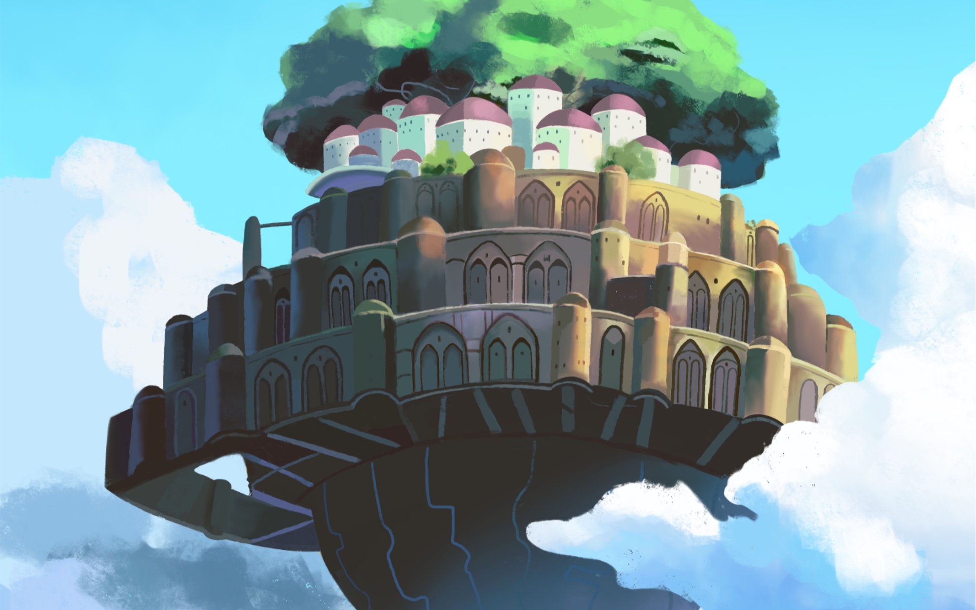 浅浅临摹一下拉普达我最爱的天空之城