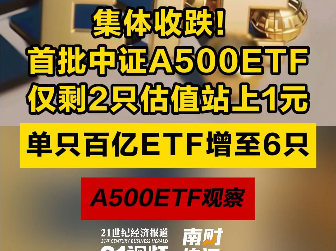 集体收跌!首批中证A500ETF仅剩2只估值站上1元,单只百亿ETF增至6只哔哩哔哩bilibili