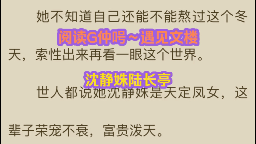 超爆经典推文《沈静姝陆长亭》又名《沈静姝陆长亭》哔哩哔哩bilibili