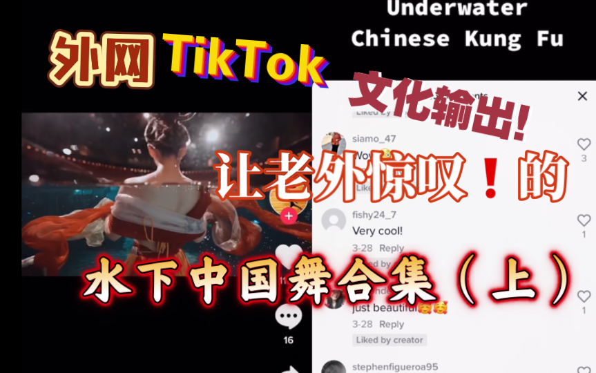 【TikTok】外网热议!纷纷惊叹赞美的国内唯美中国水下舞蹈!成功的民族中国舞文化输出!国际版抖音国外网友评论哔哩哔哩bilibili