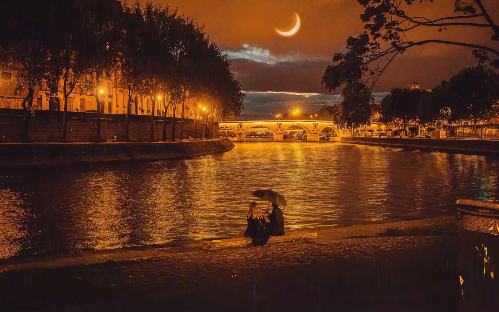 夜晚浪漫的氛围,舒缓解压的轻音乐,优美宁静的氛围,雨中钢琴曲._4