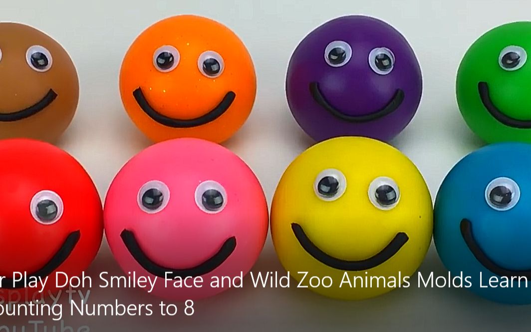 [图]8 Color Play Doh Smiley Face and Wild Zoo Animals Molds Learn Colors and Countin