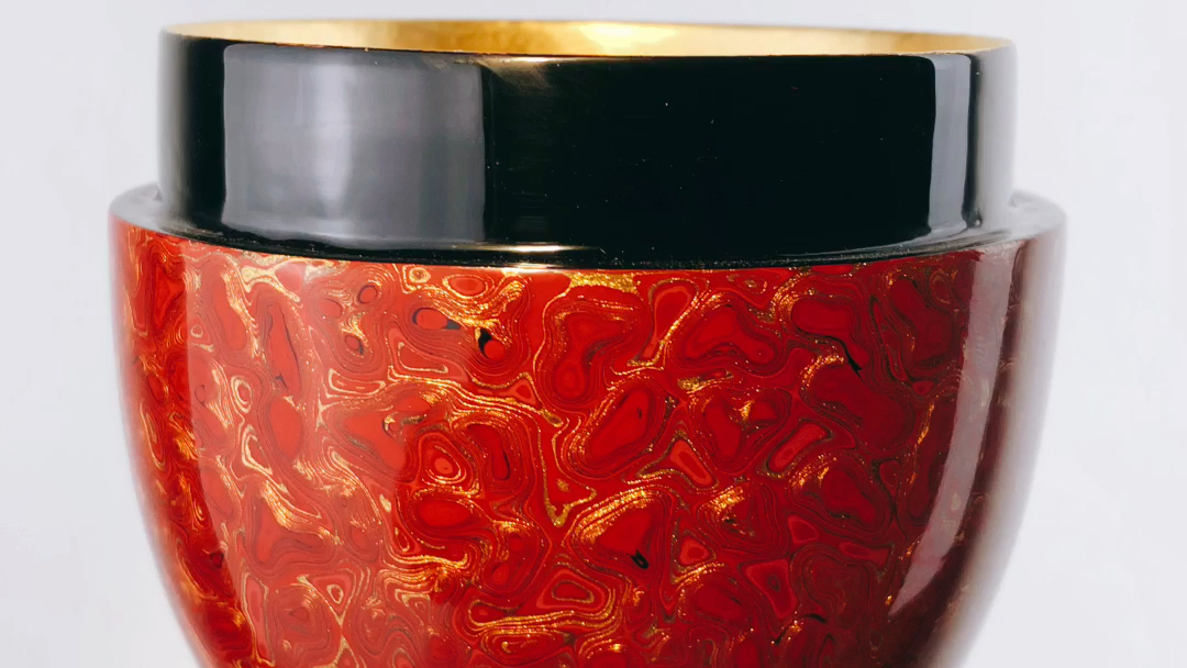 红金斑犀皮漆大圆盒图片