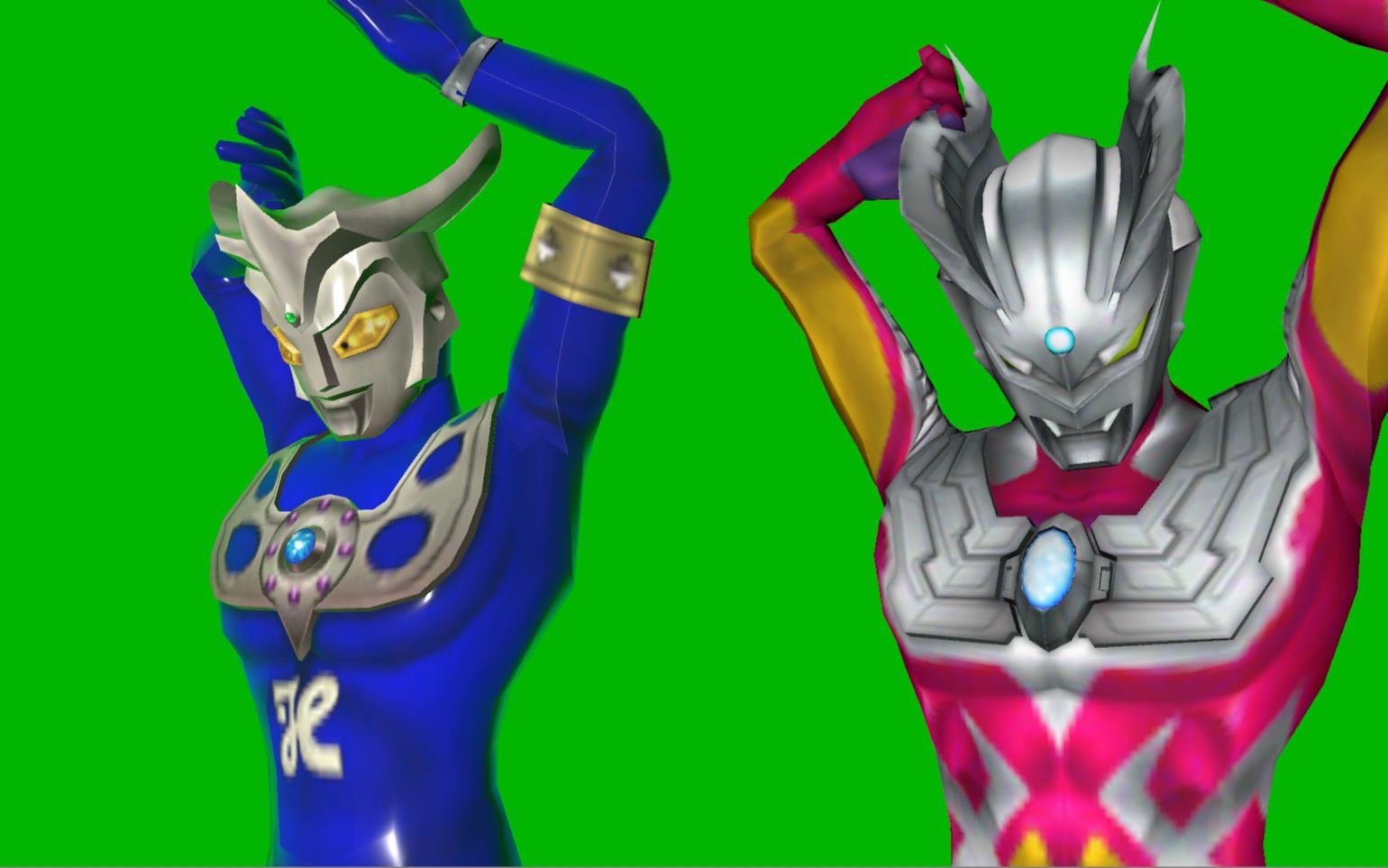 欢迎雷欧和赛罗奥特曼给大家表演一段奥特曼绿幕素材