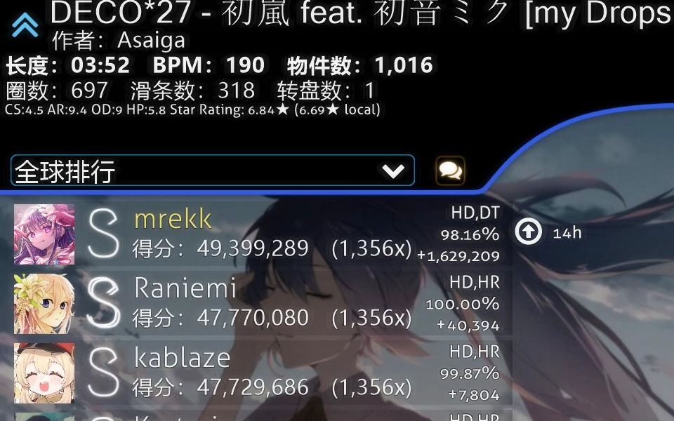 关键词:mrekk 中文歌 1326pp 初音未来OSU