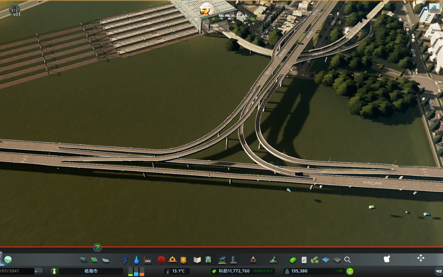 活动作品都市天际线三向立交桥车流展示