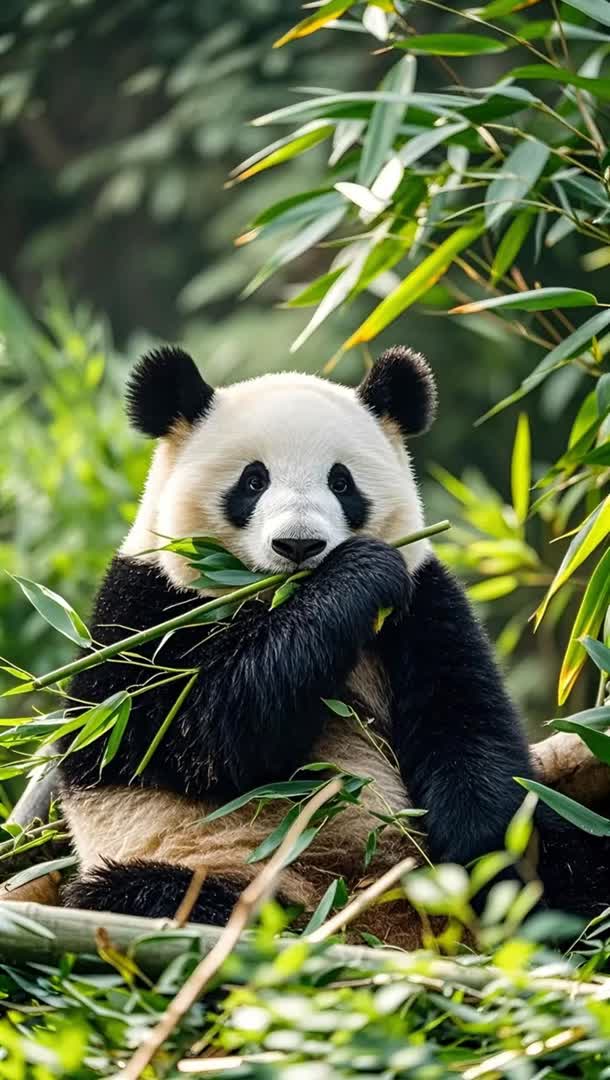 吃竹子的可爱熊猫