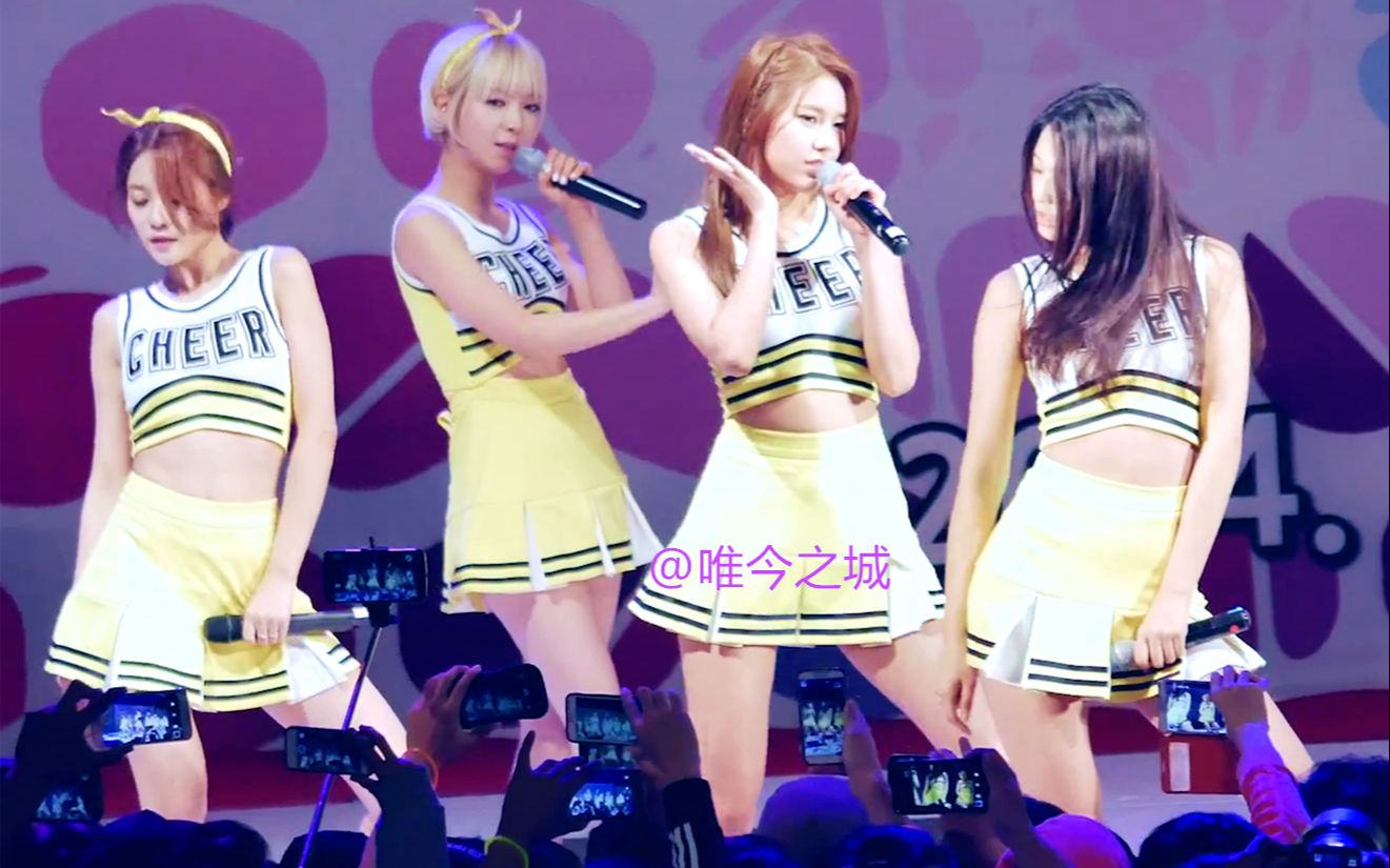 aoa舞台饭拍系列7两个视角明黄confused动摇短裙短发58