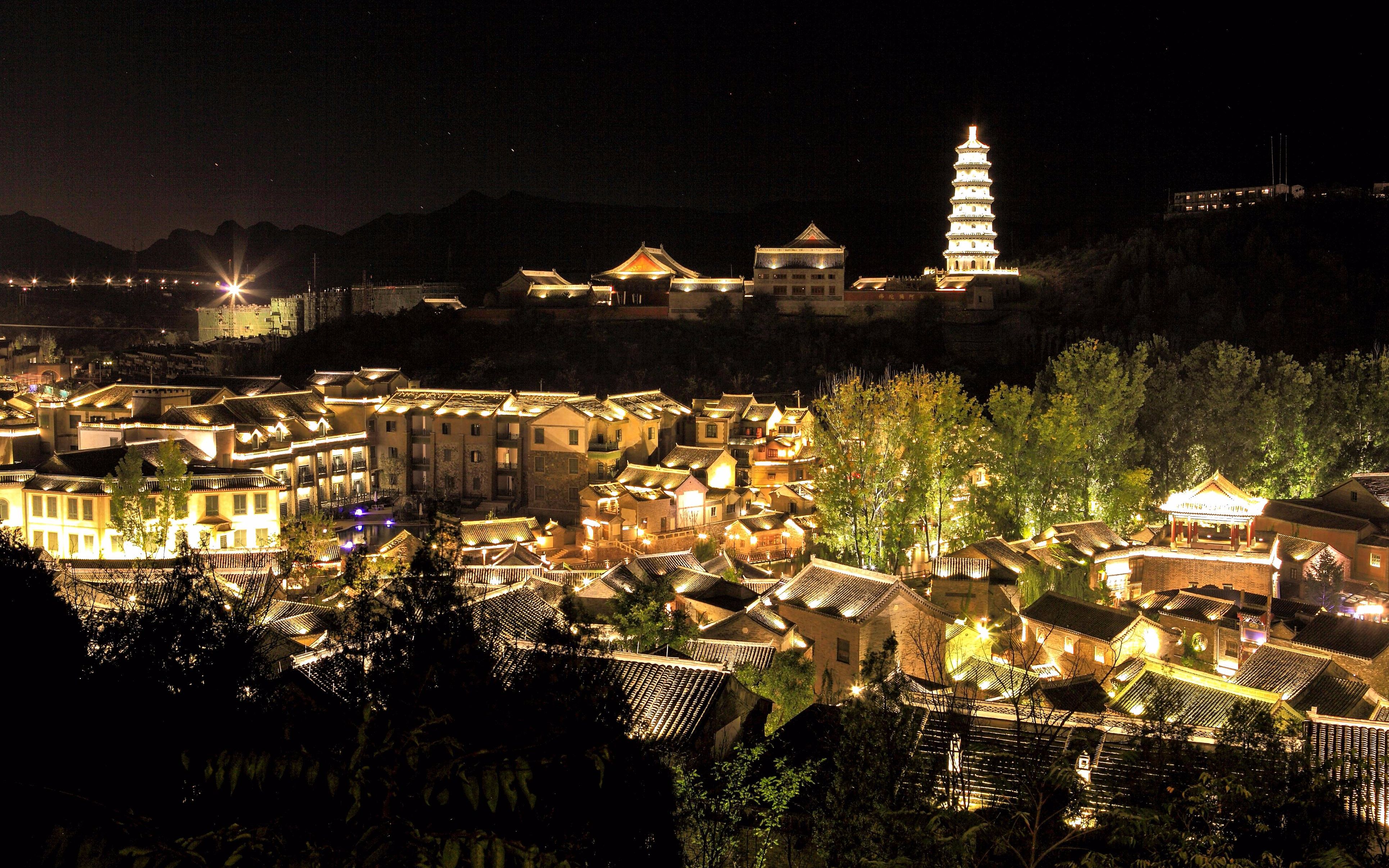 古北水镇音乐喷泉,投影与音乐的结合